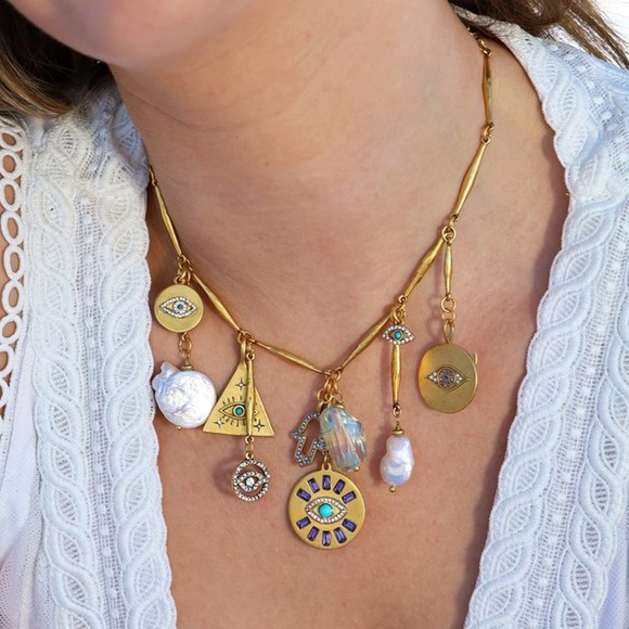 Athena Evil Eye & Pearl Talisman Necklace - Picture 2 of 3